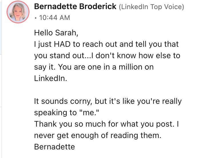 Bernadette Broderick LinkedIn testimonial